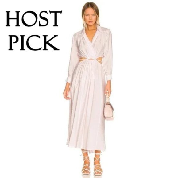 NWT Young Fabulous & Broke lilac collared cutout wrap front tie sun dress, M - Picture 5 of 16